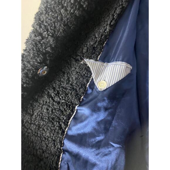 J. CREW COAT TEDDY LONG WINTER SHERPA FAUX FUR SHEARLING LONGLINE BLACK COLLARED - Picture 9 of 9